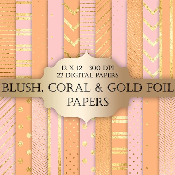 WHITE & ROSE GOLD Digital Paper Pack Stripe Backgrounds Metallic Foil  Confetti Wedding Scrapbook Papers Polka Dot Party Printable Clipart