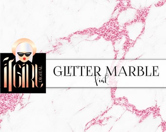 Pink Glitter Marble Digital Paper: Luxury Background (Digital Download)
