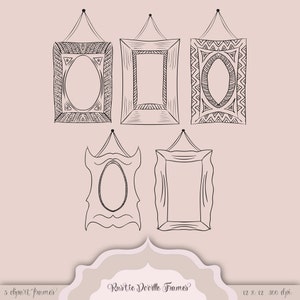 Rustic Doodle Frames Clip Art: Hand-Drawn PNG Overlays (Digital Download)