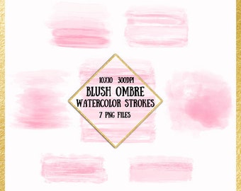 Blush Watercolor Brush Strokes Clipart: Pink Texture Paint (Digital Download)