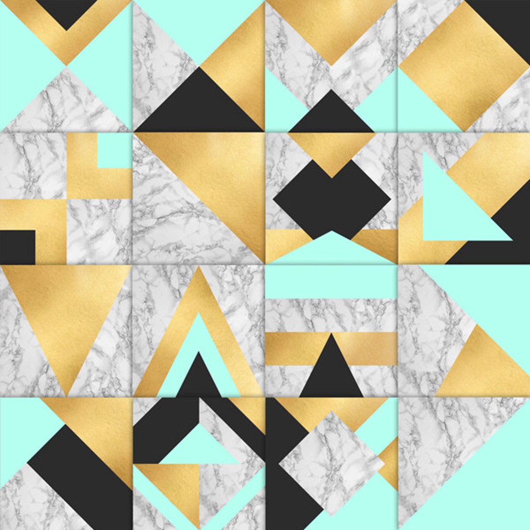 Marble Gold Foil Digital Paper Mint Luxury Gold Geometric - Etsy