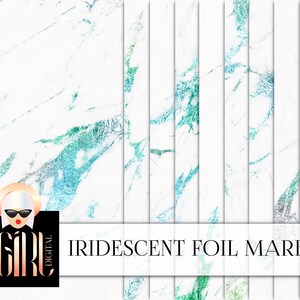 Iridescent Foil Marble Digital Paper: Holographic Background (Digital Download)