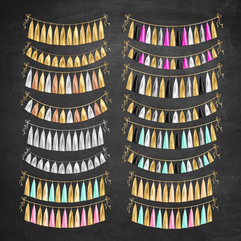 Tassel Banner Clip Art Gold Foil Silver Blush Mint Black - Etsy