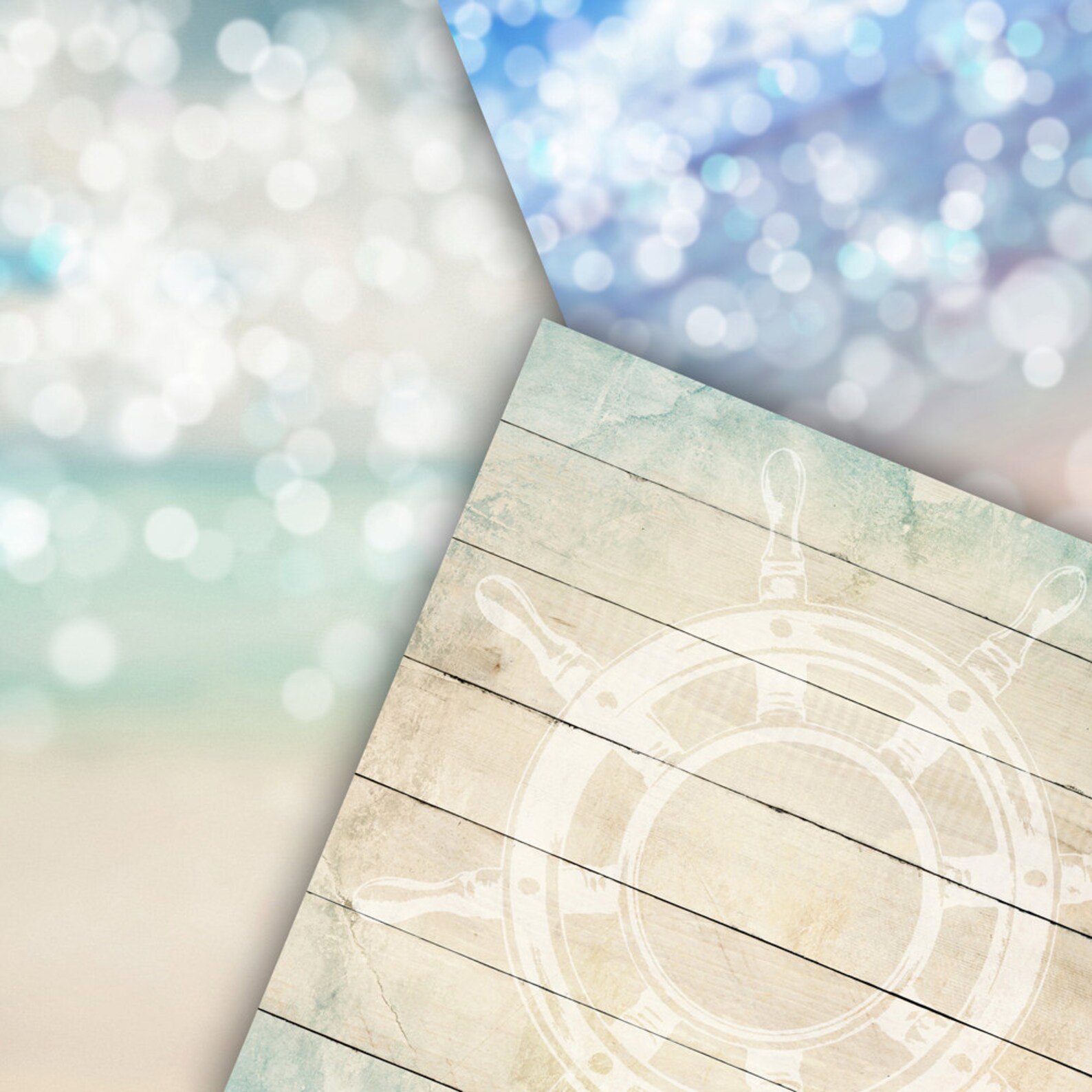 Nautical Digital Paper Beach Sky Rustic Wood Burlap Bokeh - Etsy