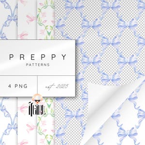 Grandmillennial Trellis PNG Muster: Preppy Digitales Papier (nahtlos, transparenter Hintergrund)