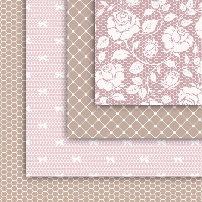 Pink LACE Digital Paper Pack Floral Lace Mesh Pattern | Etsy