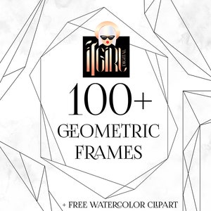 Geometric Frames Clipart: Modern Polygonal Borders (Digital Download)
