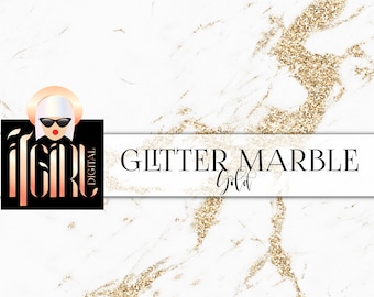 Gold Glitter Marble Digital Paper: Glam Backgrounds (Digital Download)
