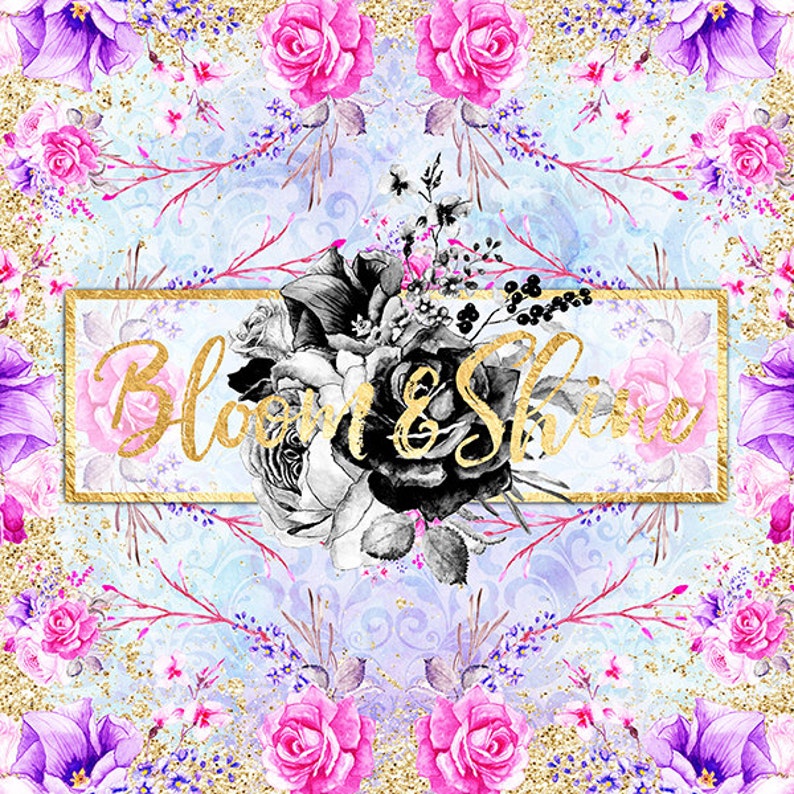Aesthetic Roses Digital Paper Watercolor shabby chic gold foil indie floral wedding flowers painting pink aesthetic grunge aesthetic