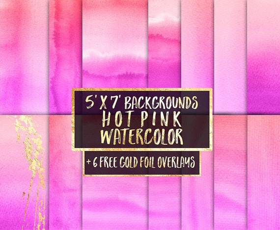 Hot Pink Watercolor Digital Paper Premade Watercolor Etsy