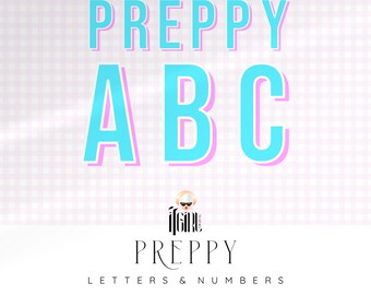 Pink Preppy College Letters, Pastel Sports Alpha, Varsity Alphabet, Sublimation, Faux Embroidery Font