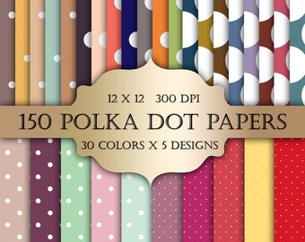 Polka Dot Digital Paper Pack: 150 Retro Vintage Designs (Digitaler Download)