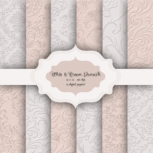 Geprägte Damast Digital Papiere - Hochzeitseinladung, geprägtem Papier Blumen Damast-Muster Scrapbooking, Karten - kommerzielle Nutzung
