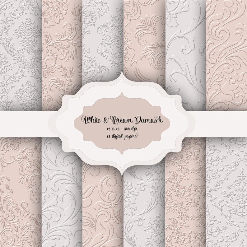 Embossed Damask Digital Papers Embossed Paper Floral Damask Etsy