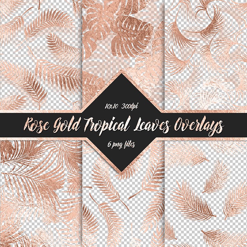 Rose Gold Tropical Leaf Overlays tropical leaves rose gold Etsy