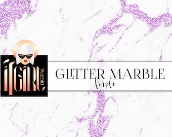 Digitaal papier met paarse glittermarmer: luxe textuur (digitale download)