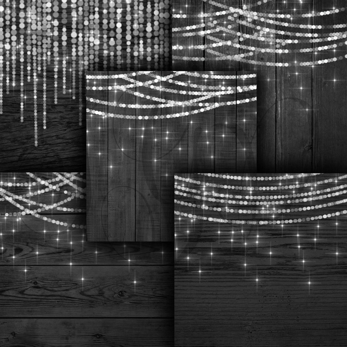 Bokeh String Lights Rustic Wood Digital Photography Backdrop Etsy