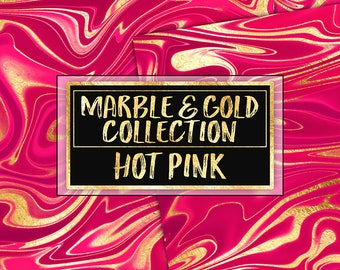 Hot Pink Marble Digital Papers - lamina d'oro marmo liquido marmo moderno oro scrapbook carta clipart marmo texture planner adesivi