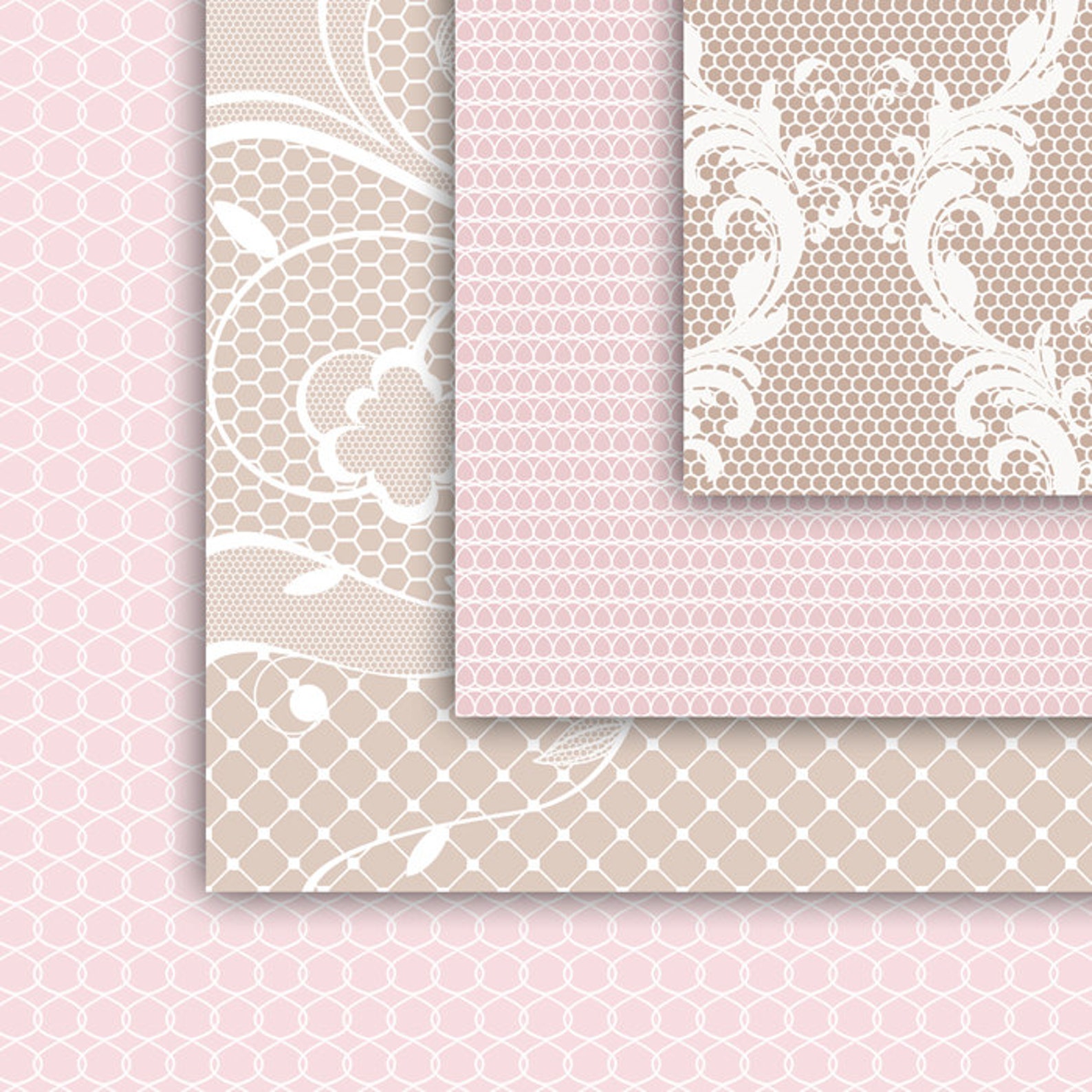 Pink LACE Digital Paper Pack - Floral Lace Mesh Pattern Background for ...