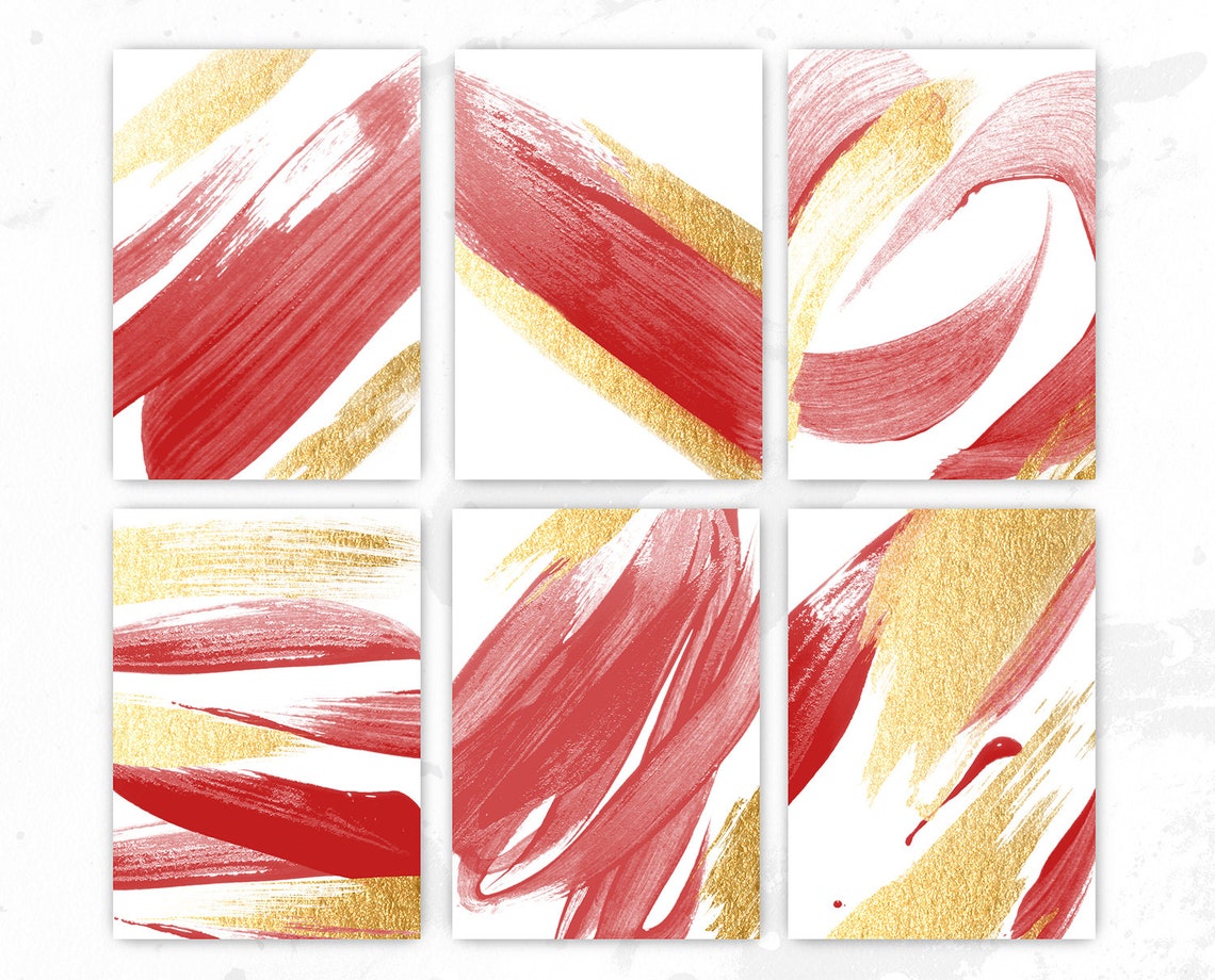 Burgundy & Gold Brush Strokes Watercolor Textures Gold Digital - Etsy
