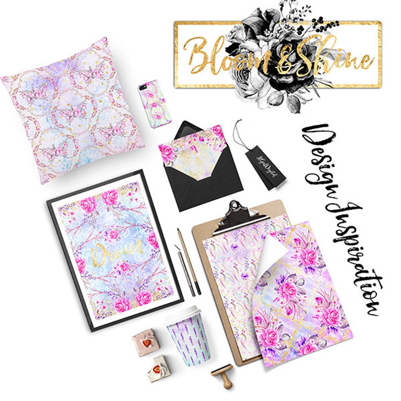 Aesthetic Roses Digital Paper Watercolor shabby chic gold foil indie floral wedding flowers painting pink aesthetic grunge aesthetic