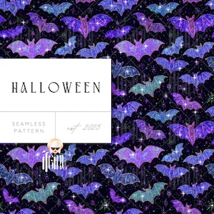 Halloween Fledermäuse Muster, nahtloses digitales Papier, Neon, Fledermaus, funkelndes bezauberndes Halloween digitales Papier, Gothic Glam, sich wiederholendes Muster