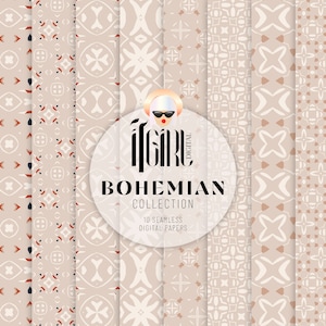 10 Boho Seamless Digital Papers - seamless patterns, natural bohemian backgrounds, boho prints, boho chic, digital planner, commercial use