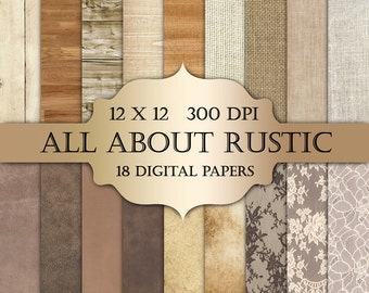 Carta per scrapbooking digitale per matrimonio rustico in stile country
