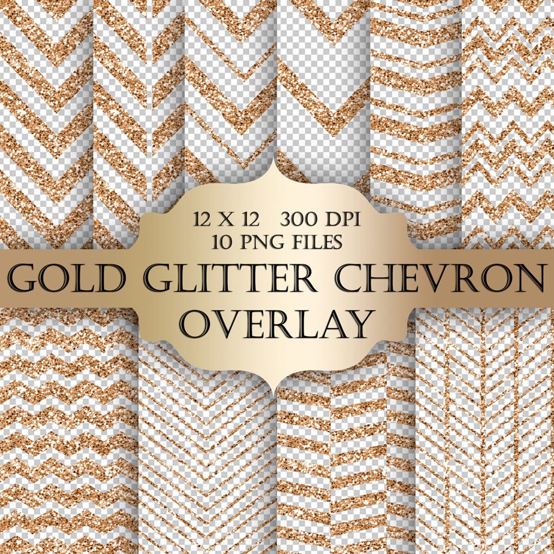Gold Glitter Chevron Digital Clip Art Overlay Chevron Glitter Metallic