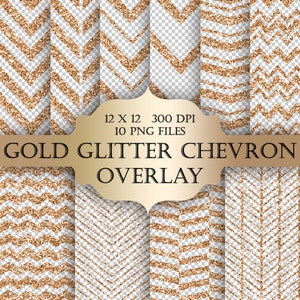 Gold Glitter Chevron Clip Art Overlays: Scrapbooking Graphics (Digital Download)