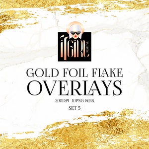 Gold Foil Flake Clipart, gouden randen, gouden folie overlays, frames, gouden grunge, PNG clipart, bladgoud, goud ontwerp elemets, gouden clipart