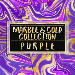 Purple Marble Digital Papers  - gold foil marble liquid marble modern marble gold digital paper marble textures planner stickers clipart