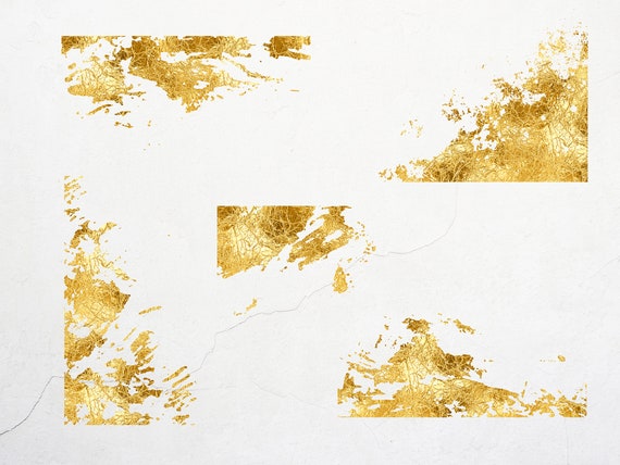 Gold Foil Flake Clipart, Gold Borders Overlays, Gold Foil Frames