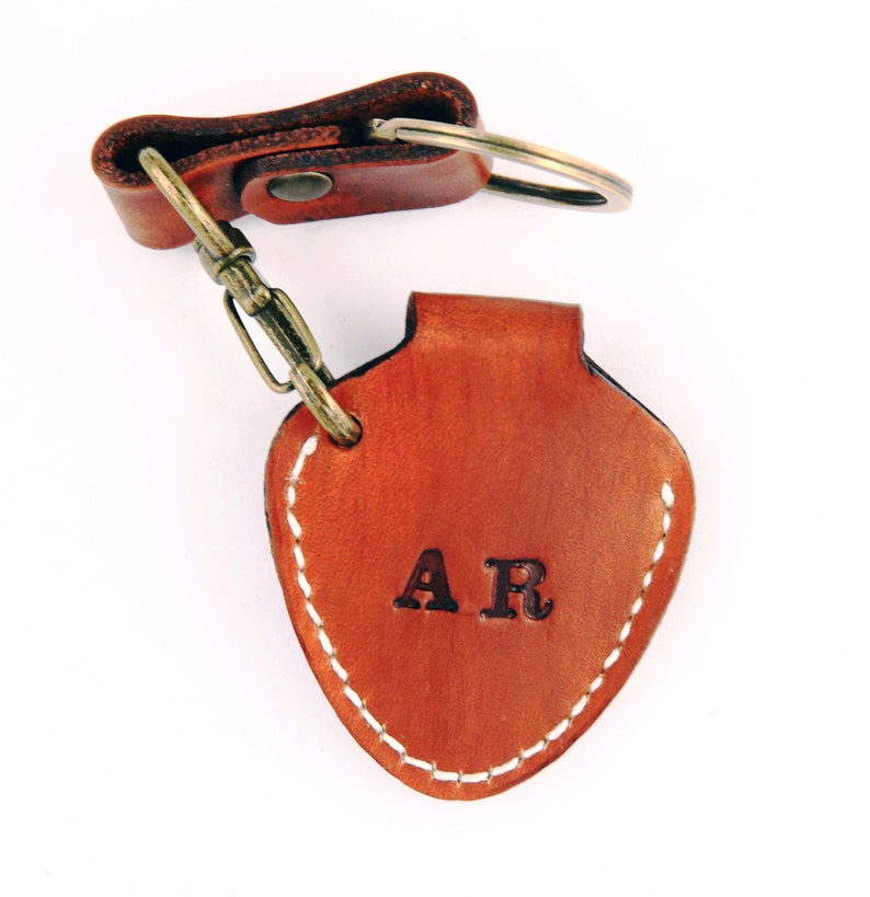 Personalized leather guitar pick holder Red Keychain guitar Etsy