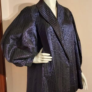 Fabulous &quot;Morry Silver Original&quot; 1940s Navy Blue Iredescent Rayon Evening Swing Coat Multi Size  L- XL- Volup.... Excellent Condition.