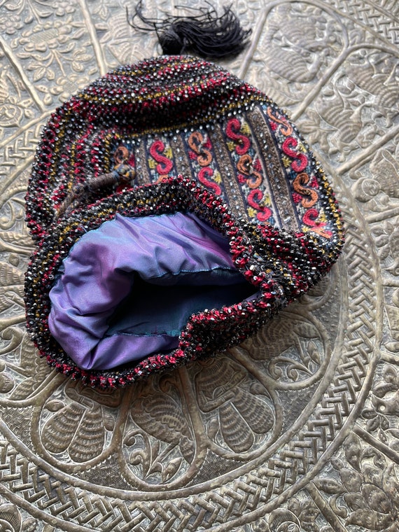 Victorian Bag Crochet Bag Beaded Evening Bag Poch… - image 7