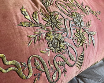 Bespoke Antique Silk Cushion 18th Century Ottoman Embroidery Vintage Pillow Interior Decor Antique Textiles Vintage Home Decor
