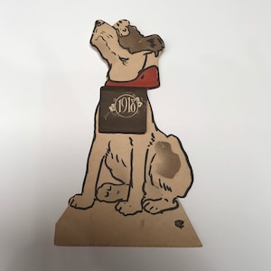 Antike Tischkalender 1918 Karte Hund Terrier Vintage Wohnkultur Innendekoration Sammlerstück Ephemera Memorabelia
