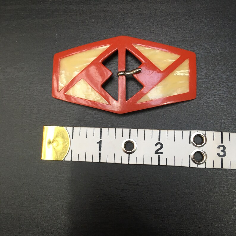 Sewing Supplies Red Yellow Buckles Antique Plastic Buckles Vintage Buckles