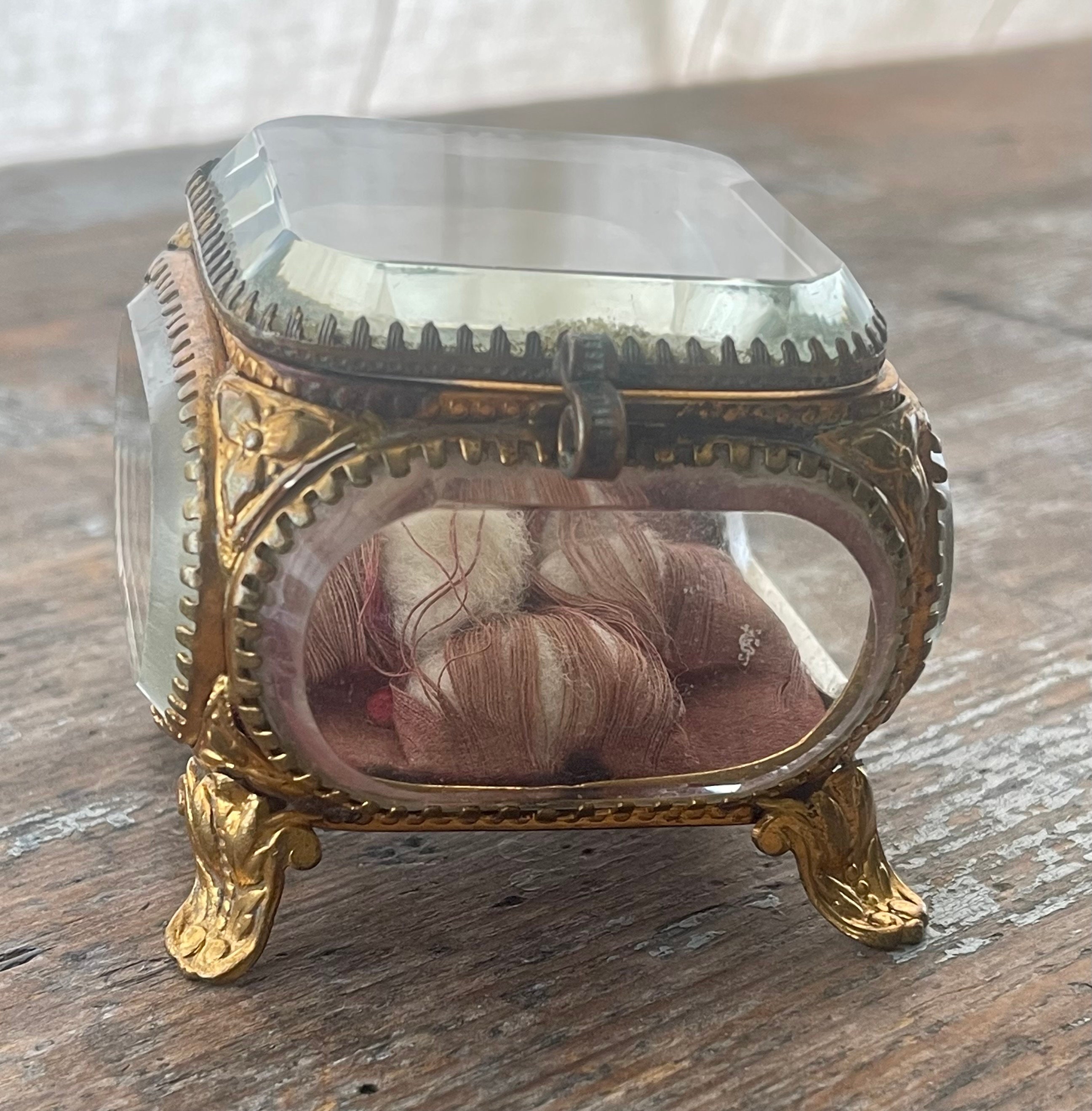 Collectable Antique Display Case Cut Glass Jewellery Box