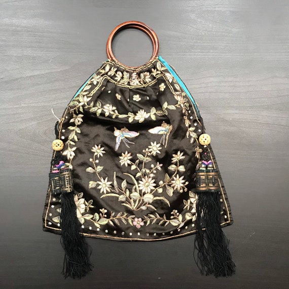Embroidered Evening Bag - Silk Bag - Oriental Silk