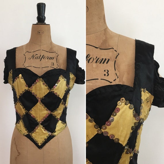 Harlequin Bodice - French Circus Performer - Vinta
