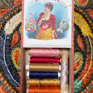 Vintage Sewing Threads in Pretty Box 1930 Antique Sewing Notions Silk Threads Vintage Home Decor Gift for Her