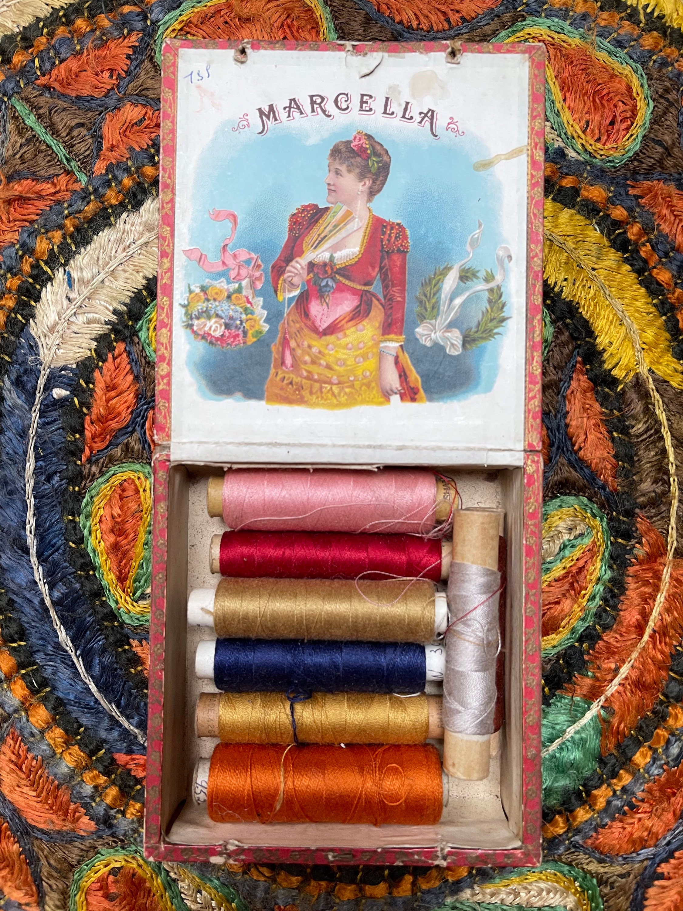 Vintage Nähgarn in hübscher Box 1930 Antike Nähzubehör Seidengarn Vintage Wohnkultur Geschenk für Sie