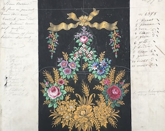 May include: A black and white illustration of a floral design with a bow at the top. The design is surrounded by a black border and has a fringe at the bottom. The illustration is labeled with the number 2378 and a list of colors.