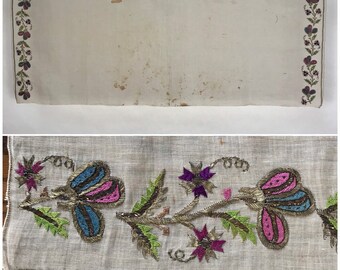 Antique Embroidered Ceremonial Towel Embroidered Borders Historical Embroidery Collectable Textiles Vintage Home Decor Folk Art Embroidery