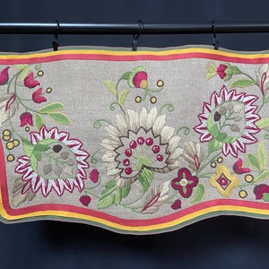Antique Embroidered Pelmet Collectable Antique Textiles Decorative Floral Pelmet Vintage Home Decor Interiors