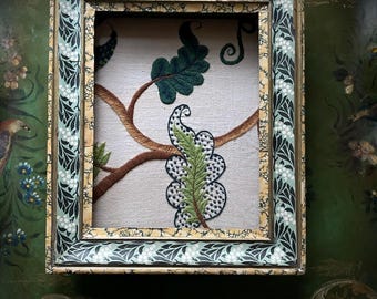 Antique Crewelwork Embroidery 18th Century Framed Embroidery Collectors  Collectable Textile Interiors Vintage Home Decor Wall Art