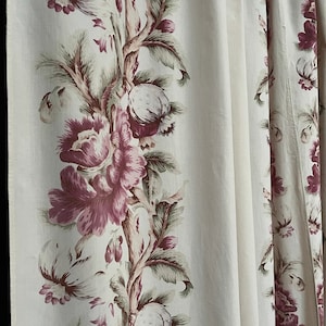 Vintage Chintz Border Curtains 1930’s French Country Style Floral Print Home Decor Antique Drapes Collectable Antique Textiles