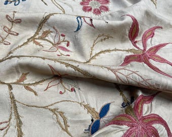 Antique Crewel Work Panel 18th Century English Embroidery Floral Interiors Vintage Home Decor Wall Decor Design Inspo Antique Handmade